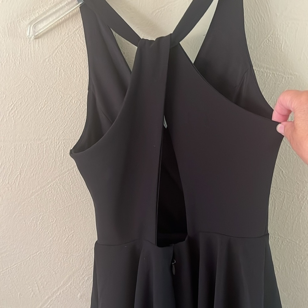Lulu’s Black Wonder Whirl Twisted Back Skater Dress Size XS Full Skirt Straps - Picture 6 of 15